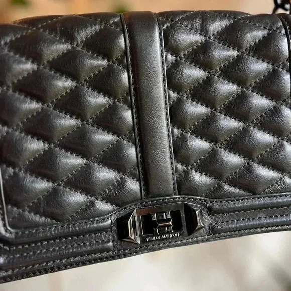 Rebecca Minkoff Black Quilted Leather Crossbody Bag - 9x7 Chain Strap - Picture 2 of 13